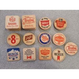Lot Vtg Beer Bar Coasters Schlitz Yuengling Busch Michelob PR8 Reading Schmidt's